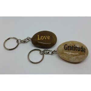 NATURAL stone positive vibes Gratitude and Love Keychains Key Fobs.